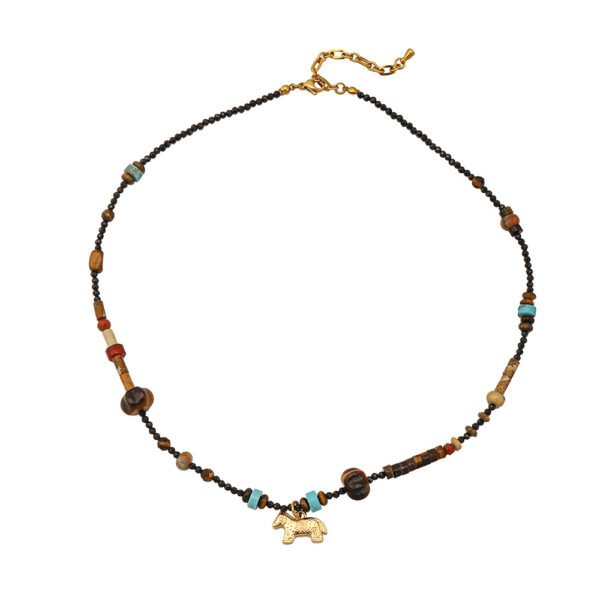 Handmade Gemstone Necklace with Horse Pendant CGEM1012