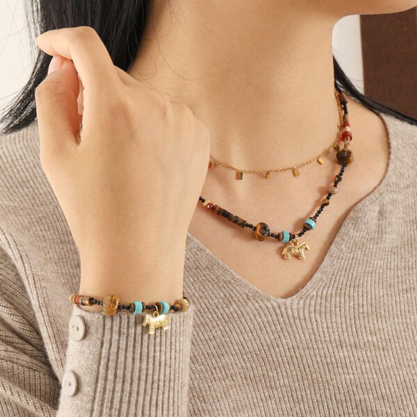 Handmade Gemstone Necklace with Horse Pendant CGEM1012