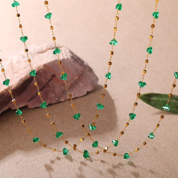 Handmade Crystal Chain Necklace with Stainless Steel Findings CGEM1004