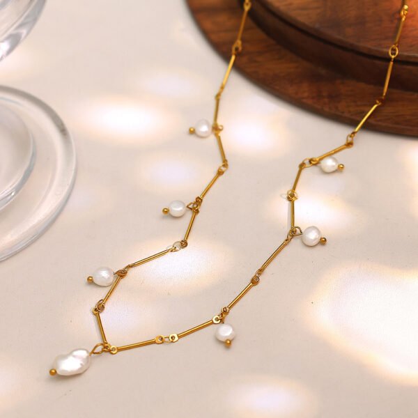 Handmade Fresh Water Pearl Necklace With Stainless Steel Findings CGEM1007