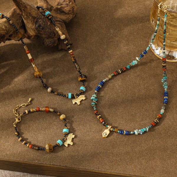 Handmade Gemstone Necklace with Horse Pendant CGEM1012